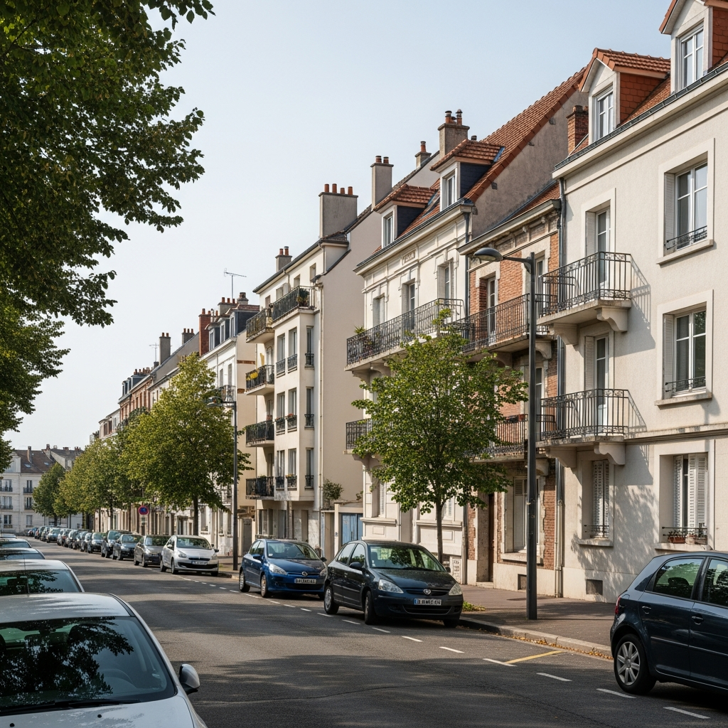Vue de l'Avenue Humboldt à Chelles avec des immeubles résidentiels
