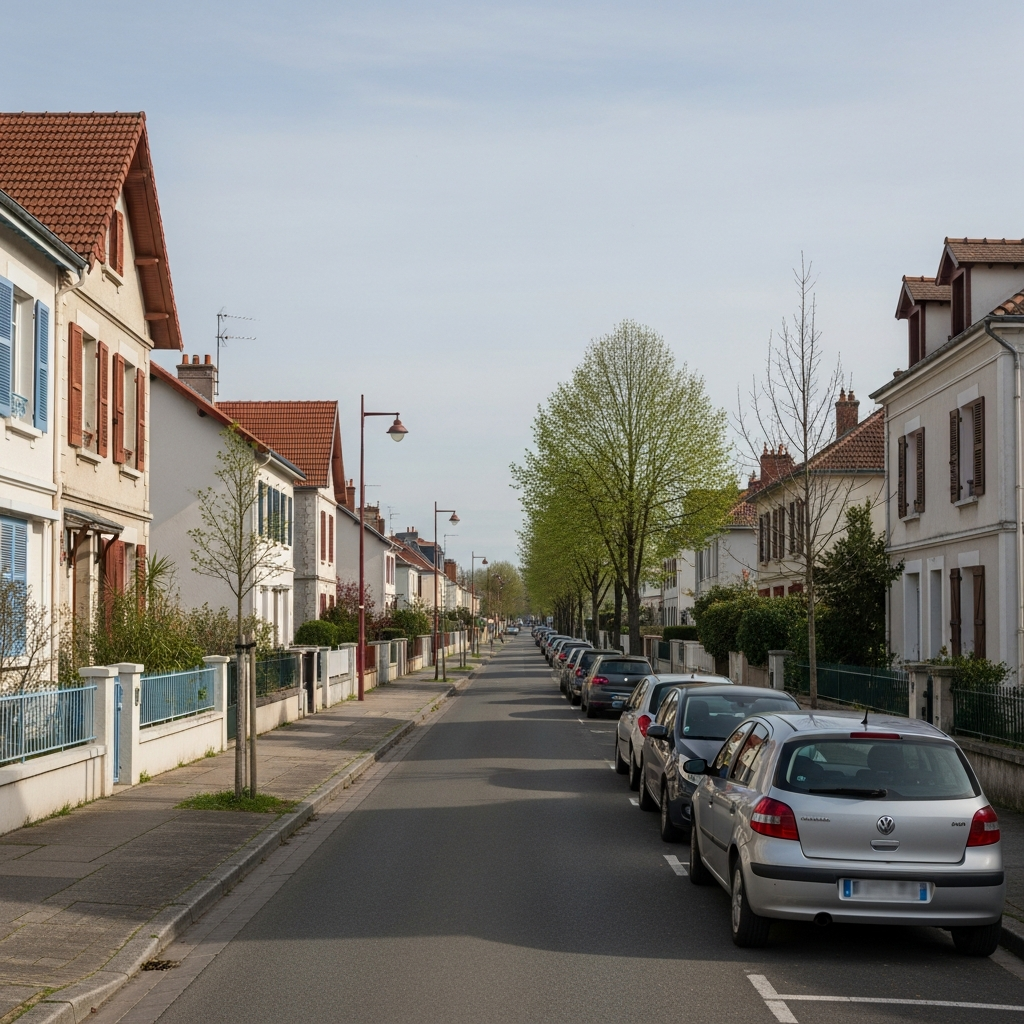 Vue de l'avenue Gay Lussac à Chelles avec des maisons résidentielles
