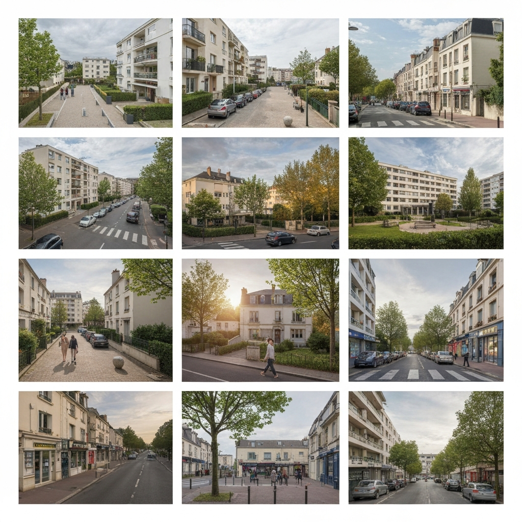 Vue de l'avenue du Gendarme Castermant à Chelles avec des immeubles résidentiels