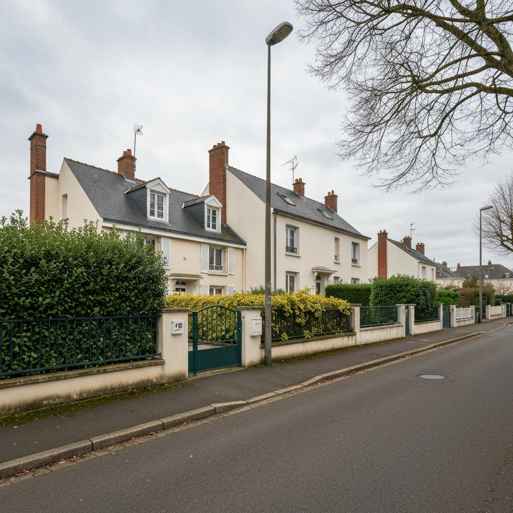 Vue aérienne de l'avenue des Transports à Chelles avec des bâtiments résidentiels et des voitures en circulation