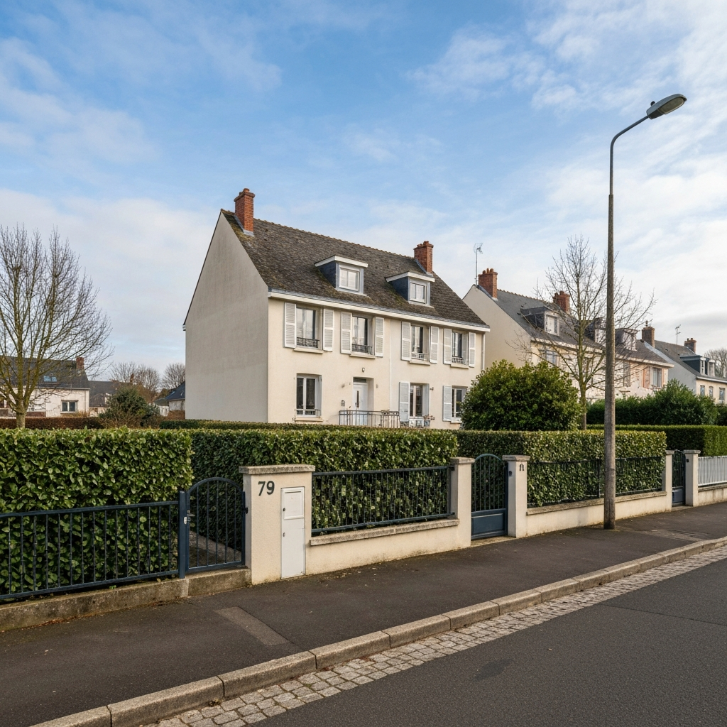 Vue de la Rue Raymond Counil à Chelles avec indication du prix au mètre carré