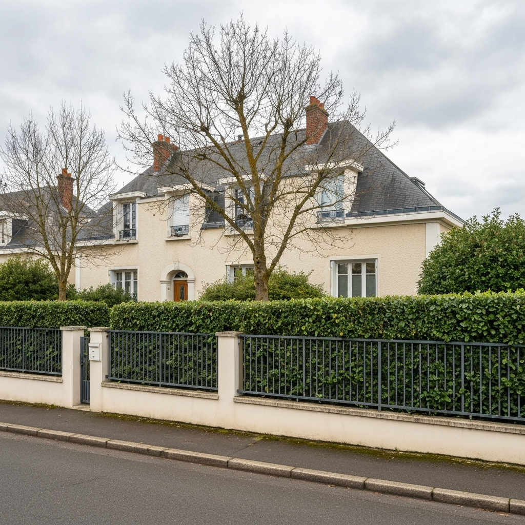 Vue de la façade d'une maison située rue des Tournelles à Chelles